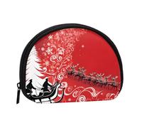 Christmas Magic Print Portable Mini Storage Bag Shell Shaped Wallet Small Coin Wallet Shell Storage Bag