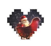 Christmas Magic Printed Jigsaw Puzzle 10.8x12.8 CM, Heart-Shaped Puzzle Challenging Game for Adults Gifts, Family Fun Decorative Wall Decor