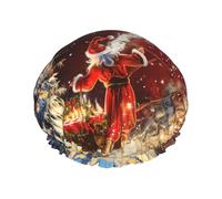 Christmas Magic Printed Shower Cap,Waterproof Shower Cap For Women Reusable Shower Hat Bath Caps With Elastic Band