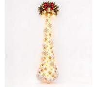 Christmas Magic Trail Wall Light, 39.3 inch LED Wooden Christmas Wall Decor | Cascading light trail effect with a star spiral shape, warm LED glow and wooden finish for festive walls (Bell)