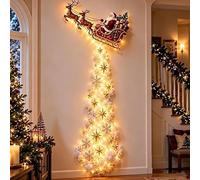 Christmas Magic Trail Wall Light, LED Cascading Christmas Decorations | Christmas Glow Wall Decor Santa Sleigh Reindeer Hanging Decoration Sparkling Cascading Snow Effect for Home Wall E 120cm