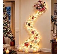 Christmas Magic Trail Wall Light, LED Cascading Christmas Decorations | Christmas Glow Wall Decor Santa Sleigh Reindeer Hanging Decoration Sparkling Cascading Snow Effect for Home Wall I 120cm