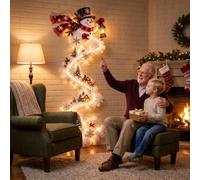 Christmas Magic Trail Wall Light, LED Cascading Christmas Decorations | Christmas Glow Wall Decor Santa Sleigh Reindeer Hanging Decoration Sparkling Cascading Snow Effect for Home Wall D 120cm