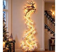 Christmas Magic Trail Wall Light, LED Cascading Christmas Decorations | Christmas Glow Wall Decor Santa Sleigh Reindeer Hanging Decoration Sparkling Cascading Snow Effect for Home Wall C 60 cm