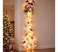 Christmas Magic Trail Wall Light, Wooden Xmas Decor, Illuminated Christmas Wall Decoration, Wooden Christmas Wall Decoration with Spiral Star Design, Battery Powered Lights, Fireplace and Home (#b)