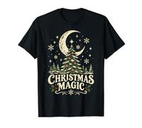 Christmas Magic Tree Moon Snowflake Holiday Vintage Design Value Graphic T-Shirt