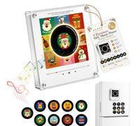 Christmas Magnetic Vinyl Player for Fridge with 9 Records, Mini NFC Magnetic Music Box Set, 128MB Programmable Retro Christmas Decor LED Light, Unique Gifts for Home Office (#B)