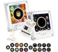 Christmas Magnetic Vinyl Player for Fridge with 9 Records, Mini NFC Magnetic Music Box Set, 128MB Programmable Retro Christmas Decor LED Light, Unique Gifts for Home Office B)