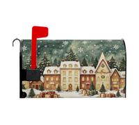 Christmas Mailbox Covers Magnetic Winter Forest House Mail Box Cover Over Size 21x18 inch Mailbox Wrap Decorative Mailboxes for Outside Garden Yard