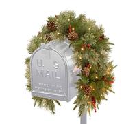 Christmas Mailbox Swag - Illuminated Artificial Rattan Decoration, LED Christmas Accessories for Outdoors, Festive Greenery of the Front Door, Battery Operated Mailbox Swag, Christmas