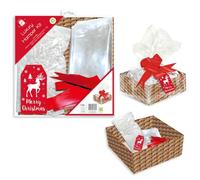 Christmas Make Your Own Hamper Kit Empty Gift Box with Ribbon Tissue & Cello Wrap
