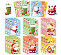 Christmas Make Your Own Sticker，Stocking Stuffers for Kids - DIY Christmas Crafts for Kid - Kids Xmas Decorations Gifts Games Party Favors Supplies (18 Sheets)