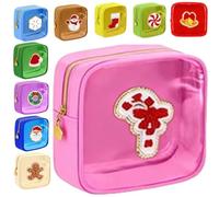 Christmas Makeup Bag, Mini Cosmetic Pouch for Travel, Small Zippered Skincare Bag for Essentials, Cute Xmas Gift for Women, Girls, Friends,1Pack J