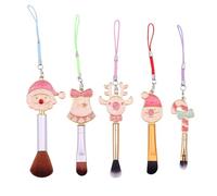 Christmas Makeup Brush Set for Girls and Ladies 5-Piece - Portable Mini Cosmetic Tool Kit | Christmas Themed Makeup Brushes with Cute Festival Elements, Soft Bristles, and a Velvet Bag