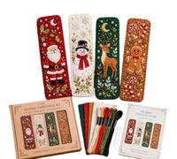 Christmas Making Set Includes Instruction, B | Hands-on Felt Embroidery Book Page Marker Making Supplies, for Notebooks and Planners