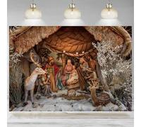 Christmas Manger Scene Backdrop Nativity Photography Background Holy Family Three Kings Figurines Banner Decor Church 240X180cm