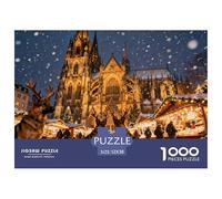Christmas Market at Cologne Cathedral Wooden Jigsaw Puzzle Waterproof 1000 Piece Puzzles for Adults Gifts Fun Home Decoration