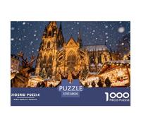 Christmas Market at Cologne Cathedral Wooden Jigsaw Puzzle Waterproof 1000 Piece Puzzles for Adults Impossible Challenging Games