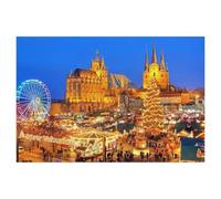 Christmas Market on Domplatz, Dusk, Erfurt, Thuringia, Germany，Puzzles 1000 Piece, Teens Boys Girls Puzzles Sturdy Tight Fitting Pieces,Letters On Back for Ideal Challenging And Gift（50x70cm）-AB21