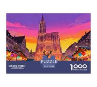 Christmas Market Strasbourg Wooden Jigsaw Puzzle Waterproof 1000 Piece Puzzles for Adults Gifts Fun Home Decoration