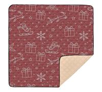 Christmas Maroon Santa Reindeer Gifts Soft Foam Baby Play Mat for Indoor Outdoor Non-Toxic Tummy Time Mat for Baby Toddler Infant, 50'' x 50''