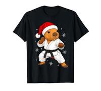 Christmas Martial Arts Karate Capybara Value Graphic T-Shirt, Men, Black, S