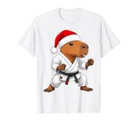 Christmas Martial Arts Karate Capybara Wearing a Santa Hat Value Graphic T-Shirt, Men, White, S