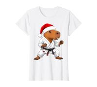 Christmas Martial Arts Karate Capybara Wearing a Santa Hat Value Graphic T-Shirt, Women, White, S
