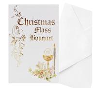 Christmas Mass Bouquet and Envelope With Sympathy and Colourful The Holy Family on Inside Cover with the Carol Silent Night