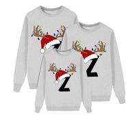 Christmas Matching Sweatshirt for Family Xmas 26 A-Z Letter Printed Jumper Tops Mens Womens and Kids Long Sleeve Round Neck Christmas Pullover Sweatshirts Streetwear(Kids, Z, 8-9 Years)