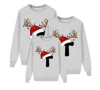Christmas Matching Sweatshirt for Family Xmas 26 A-Z Letter Printed Jumper Tops Mens Womens and Kids Long Sleeve Round Neck Christmas Pullover Sweatshirts Streetwear(Kids, T, 4-5 Years)