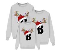 Christmas Matching Sweatshirt for Family Xmas 26 A-Z Letter Printed Jumper Tops Mens Womens and Kids Long Sleeve Round Neck Christmas Pullover Sweatshirts Streetwear(Kids, B, 2-3 Years)