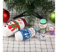 Christmas Matryoshka Nesting Dolls Handpainted 5pcs Wooden Set Cute Multi-layer Nesting Dolls for Holiday Home Decoration Gift (Large snowman)
