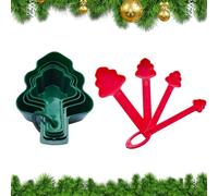 Christmas Measuring Cups and Measuring Spoons - 8 Pieces Christmas Tree Shape Scoop Utensils - Measuring Cup Set for Baking Cooking Kitchen Home Food Holiday Wedding