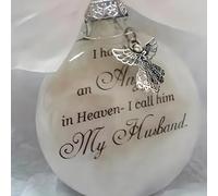 Christmas Memorial Baubles 8cm Angel in Heaven Ornament with Feather Ball Clear Plastic Bauble for Xmas Decoration Christmas Tree Hanging Decor Perfect for Family Remembrance (My Husband)