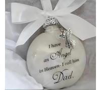 Christmas Memorial Baubles 8cm Angel in Heaven Ornament with Feather Ball Clear Plastic Bauble for Xmas Decoration Christmas Tree Hanging Decor Perfect for Family Remembrance (Dad)