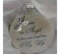 Christmas Memorial Baubles 8cm Angel in Heaven Ornament with Feather Ball Clear Plastic Bauble for Xmas Decoration Christmas Tree Hanging Decor Perfect for Family Remembrance (My Wife)