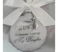 Christmas Memorial Baubles 8cm Angel in Heaven Ornament with Feather Ball Clear Plastic Bauble for Xmas Decoration Christmas Tree Hanging Decor Perfect for Family Remembrance (My Daughter)