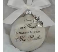 Christmas Memorial Baubles 8cm Angel in Heaven Ornament with Feather Ball Clear Plastic Bauble for Xmas Decoration Christmas Tree Hanging Decor Perfect for Family Remembrance (My Brother)