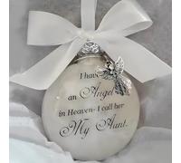 Christmas Memorial Baubles 8cm Angel in Heaven Ornament with Feather Ball Clear Plastic Bauble for Xmas Decoration Christmas Tree Hanging Decor Perfect for Family Remembrance (My Aunt)