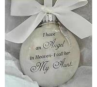 Christmas Memorial Baubles Aunt Grave Ornaments Feather Ball With Angel White Christmas Tree Remembrance Decorations Bereavement Gift To Remember Loved Ones Xmas Gift