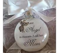 Christmas Memorial Baubles Mom Grave Ornaments Feather Ball With Angel White Christmas Tree Remembrance Decorations Bereavement Gift To Remember Loved Ones Xmas Gift