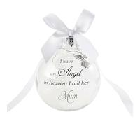 Christmas Memorial Baubles Ornaments,I Have an Angel in Heaven Angel Christmas Bauble Ornament,Angel in Heaven Ornament with Feather Ball,Memorial Hanging Pendant Gift for Mom,Dad, Son, Daughter