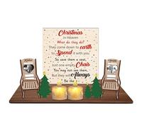 Christmas Memorial Candle Holders Personalized 1-6 Photos Names Heaven Rocking Chair Christmas in Heaven Memory Plaque Loss of Loved One Xmas Tree Sign Sympathy Gift Save A Seat for Dad Mom Family