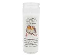 Christmas Memorial Candle Robin Design on a 17.5cm Glass Jar with Sentimental Wording (Special Nan 9657)