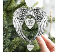 Christmas Memorial Ornaments Angel Wings Hanging Decoration Christmas Memorial Loved One Wing Charm "a Piece of My Heart Is In Heaven"Hanging Pendents for Home Decor Gifts (Husband)
