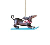 Christmas Memorial Ornaments Dachshund Dog Christmas Acrylic 2D Flat DachshundDogs Pendant, Pendant Dachshund ChristmasDecoration for Car Interior Home Holiday, 7PCS
