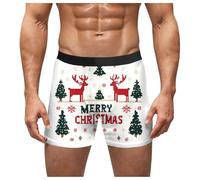 Christmas Mens Boxers Underwear for Men Men's Novelty Stretch Personalised Boxer Shorts Underwear Trunks Underpants Fly Trunks Hipster Pants New Year and Christmas Special Collection (Beige, S)