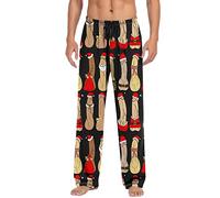 Christmas Mens Casual Pants Pajama Pants with Drawstring and Pockets 6 Memory Foam79 Black