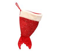 Christmas Mermaid Stocking Pendant with Knitted Sequins Red Holiday Decor
